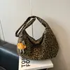 Bolso Cruzado Vintage con Estampado de Leopardo para Mujer, Bolso de Hombro Versátil de Diseño Casual de Nicho, Bolso de Lona Estilo Coreano Tipo Dumpling