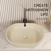 Lavabo de mesa de cerámica para apartamento pequeño estilo crema, lavabo de baño, lavabo de arte para el hogar, lavabo ovalado europeo