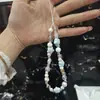 Funda de Teléfono Móvil Azul con Estrella, Corta, Linda, Cuerda para Colgar, Hecha a Mano, DIY, con Cuentas, Cadena para Colgar Cámara CCD, Colgante para Colgar Funda de Auriculares para Mujeres