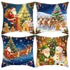 Capa de Almofada de Natal Transfronteiriça com Carro Vermelho Coberto de Neve e Estampa do Papai Noel, Capa de Almofada para Sofá, Mais Vendida na Amazon