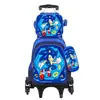 Fábrica em estoque alunos do ensino fundamental rodinhas universais haste de tração mochila lancheira estojo de lápis conjunto de três peças para crianças bolsa fofa de desenho animado