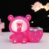 Xiaohongshu Super Dulce Rosa Mapache Portalápices Lámpara Iluminada Dibujo Animado Portalápices de Escritorio Caja de Almacenamiento Papelería para Estudiantes