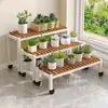 Nuevo Modelo de Soporte para Flores con Ruedas para Sala de Estar, de Pie, Estante de Almacenamiento Móvil para Balcón, Soporte para Macetas de Escalera Multicapa para Patio