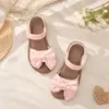 Sandalias Brillantes con Moño para Niñas Suela Suave Antideslizante Velcro Punta Abierta Estilo Dulce de Princesa Zapatos para Niñas