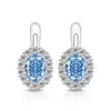 Brincos de Gema Colorida com Corte Flor de Gelo Ovo de Pombo Vendidos Hot-Selling Transfronteiriços Inlaid com Diamante de Alto Carbono Super Brilhante Joia de Orelha em Forma de Ovo, Dropshipping para Transmissão ao Vivo