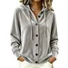 Jaqueta Cardigan de Veludo Dourado de Manga Longa com Capuz e Botões Casual Fashion Cor Sólida Nova Outono/Inverno Europeia e Americana para Mulheres