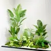 Combinação de Paisagismo com Plantas Artificiais Internas para Vitrines de Shopping Centers, Plantas Verdes Falsas, Paisagem Decorativa Suave, Palmeira Areca, Palmeira Viajante, Bonsai Tropical