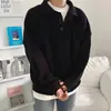 Suéter Gola Alta Outono/Inverno Masculino Solto Fashionável Estilo Hong Kong Versátil Manga Longa Cor Sólida Jaqueta Suéter Gola Lapela