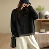 Nuevo Top de Color Sólido con Cuello Redondo y Mangas Largas para Mujer Otoño/Invierno, Dobladillo con Parches a Cuadros y Cordón, Camiseta Casual