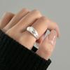 Anillo Nalan de Plata Esterlina S925 Simple Cepillado de Cara Ancha Estilo Ins Joyería con Sensación de Diseño Fresco para Mujer R01517