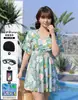 Traje de Baño para Mujer 100 kg Estilo Falda Enterizo con Pantalón de Ángulo Plano Venta al por Mayor Conservador Que Cubre el Vientre Adelgazante Talla Grande m Traje de Baño
