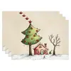 Manteles individuales navideños más vendidos transfronterizos, nueva serie de muñeco de nieve y renos, tapetes resistentes al calor, lino Amazon