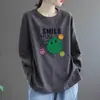Camiseta de Algodón Puro Versátil Holgada de Manga Larga para Mujer Nuevo Estilo Primavera, Otoño e Invierno 2026 Adelgazante que Cubre el Vientre Cuello Redondo Camiseta Base Superior