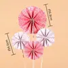 Decoración para Pastel de Girasol Flor de Cinco Pétalos Topper con Pedrería, Flores Pequeñas Amarillas y Rosas, Inserto para Mesa de Postres de Cumpleaños