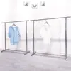 Estante de Exhibición de Ropa de Acero Inoxidable de un Solo Poste de Pie Estante de Ropa de Altura Ajustable y Extensible Estante de Pórtico de Isla