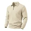 Camisa Polo de manga larga a cuadros jacquard para hombre, de importación transfronteriza de Amazon, para otoño e invierno, con media cremallera y cuello camisero, top casual en stock
