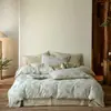 Juego de Ropa de Cama Jacquard Lavado de Alta Gama de 60 Hilos, Cuatro Piezas, Sábana Bajera de Algodón Puro, Funda de Edredón, Juego de Cama de Tres Piezas, Estilo para Todas las Estaciones