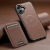 Adequado para Capa de Celular Magsafe com Carregamento Sem Fio Iphone18Pro Capa de Couro Magnética Porta-Cartões Dois em Um