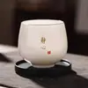 Taza de té de porcelana de jade color grasa de cordero de la era Tang y Song, taza de té de cerámica, juego de té, taza de huevo de dragón estilo japonés, taza individual de porcelana blanca para kung fu