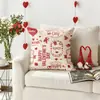 Funda de Almohada Roja Transfronteriza para el Día de San Valentín con Letras y Corazones, Almohada Festiva, Cojín para Cabecera, Cojín para Sofá, Dormitorio, Sala de Estar