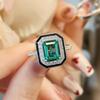 Nuevo Estilo Imitación Paraíba Conjunto Anillo Cuadrado Princesa Diamante Verde Pendientes Esmalte Negro Collar para Mujeres