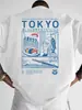 Camiseta de Algodón Suave para Hombre con Estampado de Cómic de Comida Callejera de Sushi de Tokio, Estilo Urbano Casual de Verano
