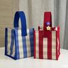 Nova Bolsa de Lona Impermeável Xadrez Estilo Coreano Bolsa de Mão Lancheira Moda Armazenamento Compras Tecida Piquenique