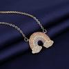 Collar con colgante de cadena de clavícula para mujer, estilo arcoíris colorido con incrustaciones de diamantes, estilo TikTok rojo, venta al por mayor