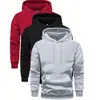 Conjunto de sudadera con capucha y pantalón de chándal de 3 piezas para hombre, adecuado para las temporadas de primavera y otoño, incluyendo sudaderas tipo pullover de color liso.