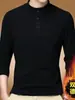 Playera de Terciopelo de Manga Larga para Hombre de Mediana Edad Otoño e Invierno Cuello Alto Holgada Terciopelo Camiseta Base Sudadera Hombre Otoño Nuevo Estilo