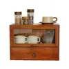 Caja Organizadora de Escritorio Decorativa Transparente Retro con Cajón, Estante para Vasos de Agua, Juego de Té, Tazas, Almacenamiento de Cosméticos