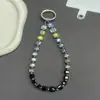 Novo cordão de celular com contas de açúcar de cristal preto de alto valor, chaveiro de bolsa estilo ins, corrente para celular