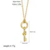 Colar com Pingente de Chave Brilhante Banhado a Ouro 18K Personalizado Transfronteiriço Europeu e Americano Colar de Linha Geométrica de Luxo Acessível de Alta Qualidade