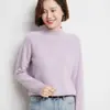 Suéter de Lana Grueso de Doble Capa con Cuello Alto Parcial para Mujer, Nuevo Estilo Otoño e Invierno 2026, Top de Punto Elegante y Sencillo de Manga Larga
