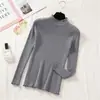 Outono e Inverno Novo Estilo Coreano Cor Sólida Suéter Básico Tricô para Mulheres Suéter de Gola Alta Emagrecedor para Mulheres