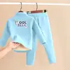 Conjunto de Ropa Interior Térmica para Niños con Forro Polar y Terciopelo Alemán Espesado Ropa de Casa Ropa de Otoño para Bebé y Pantalones Pijamas para Niños y Niñas