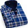 Camisa cálida al por mayor para hombres de mediana edad y mayores, top de otoño e invierno, papá, forro polar, gruesa, a cuadros, manga larga