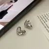 Pendientes de Corazón Hielo Triturado de Plata de Ley S925 Exquisitos Sencillos de CNC de Botón Estilo Celebridad de Internet Diseño de Nicho
