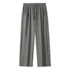 Pantalones de Pierna Recta de Seda Helada para Hombre de Verano, Corte Holgado, Pierna Ancha, Alta Calidad, Estilo Fresco y Deportivo