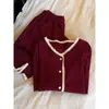 Conjunto de Pijama Cardigan Casual para Casa Estilo Coreano com Acabamento em Renda para Mulheres, Novo Conjunto de Loungewear de Tamanho Grande para Primavera Que Pode Ser Usado Fora