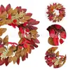 Corona Original Jingjian para Festival de la Cosecha Transfronterizo con Piñas y Hojas de Arce, Círculo de Vid para Festival de la Cosecha, Corona Artificial de Hojas de Arce de Otoño para Acción de Gracias
