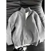 Suéter de Color Sólido con Cuello Alto y Doble Cremallera para Hombre Estilo Perezoso de Otoño Chaqueta de Punto de Alta Gama Chaqueta de Pareja Americana