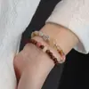 Pulseira de contas de jacarandá natural e cristal de melancia pulseira de cristal retrô de alta qualidade para todas as ocasiões pulseira estilo ins atacado