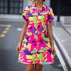 2024 nueva moda europea y americana comercio exterior transfronterizo estación independiente de Amazon camisa de manga corta larga vestido camisa con solapa mujer