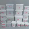 Cubo de plástico redondo cuadrado portátil 2L transparente grado alimenticio PP cubo de yogur 1L cubo de arroz engrosado especificaciones de juguete ordenadas