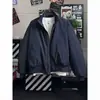 Cleanfit Chaqueta Piloto Negra para Hombre Primavera Marca de Tendencia Cuello Alto Ropa Exterior Americana High Street Corta Chaqueta de Béisbol