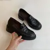 Mocasines de Piel Suave para Mujer Primavera/Otoño 2026 Tacón Grueso Zapatos de Una Sola Pieza Estilo Británico Suela Gruesa Slip-ons Uniforme JK Zapatos Pequeños de Piel