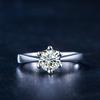 Anel de diamante artificial S925 gravado estilo coreano para mulheres anel de proposta de amor para casais anel de diamante com abertura banhado a platina