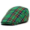 Gorra de pintor a cuadros de color contrastante estilo británico para mujer, primavera y otoño, versátil, estilo japonés, literaria, a juego de color liso, algodón, pico de pato, gorra hacia adelante
