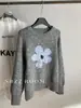 Suéter de Punto Grueso Redondo con Bloques de Color Florales Grandes Estilo Coreano para Mujer, Suéter de Punto Holgado Juvenil y Elegante, de Moda Principios de Primavera 2026